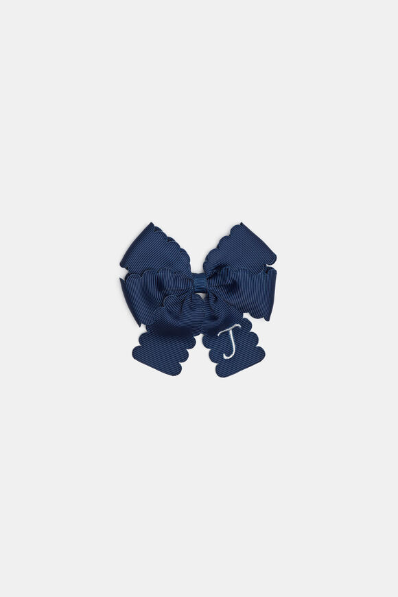 Grosgrain Initial Bow Duck Clip  J  hi-res