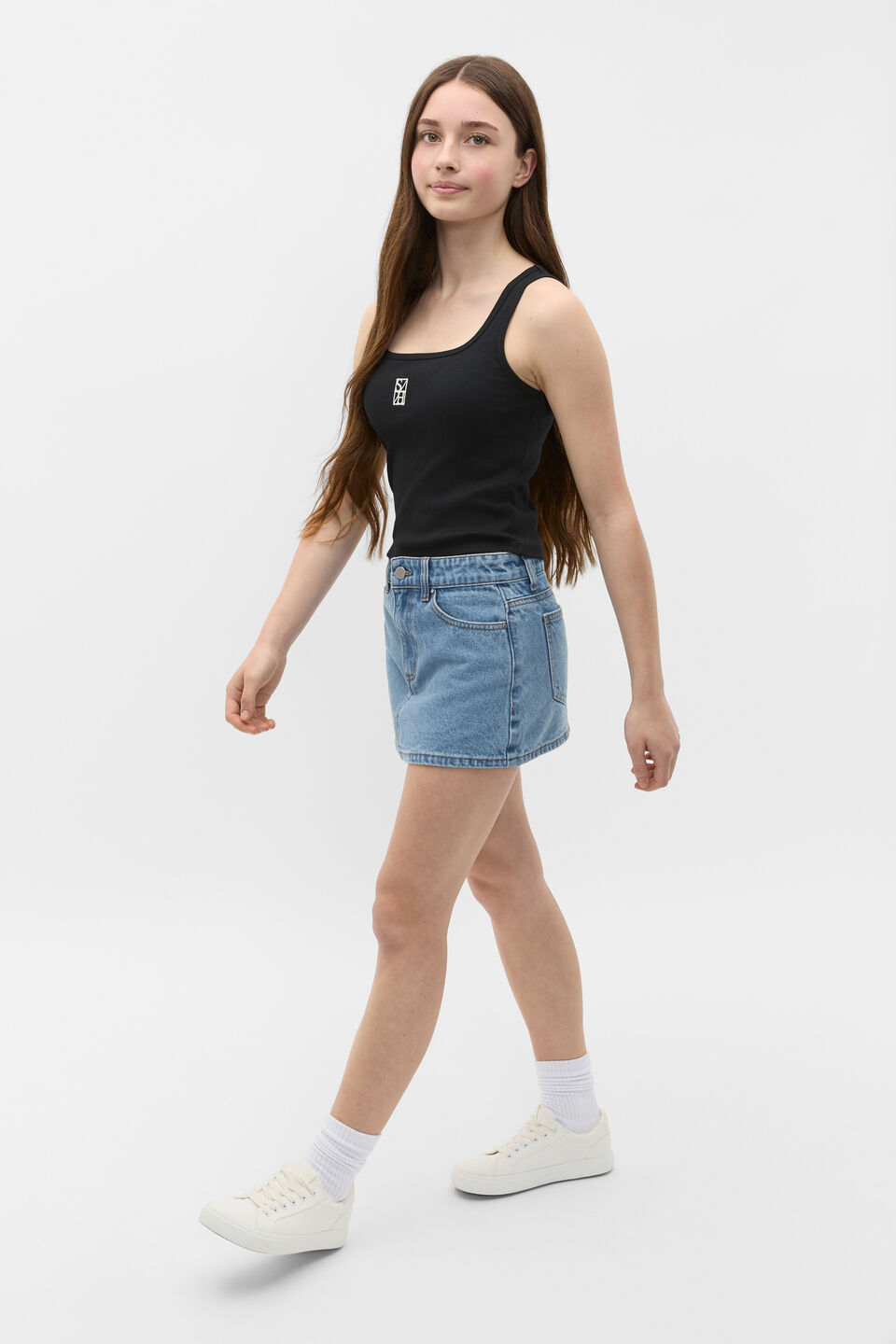 Square Neck Logo Tank  Black