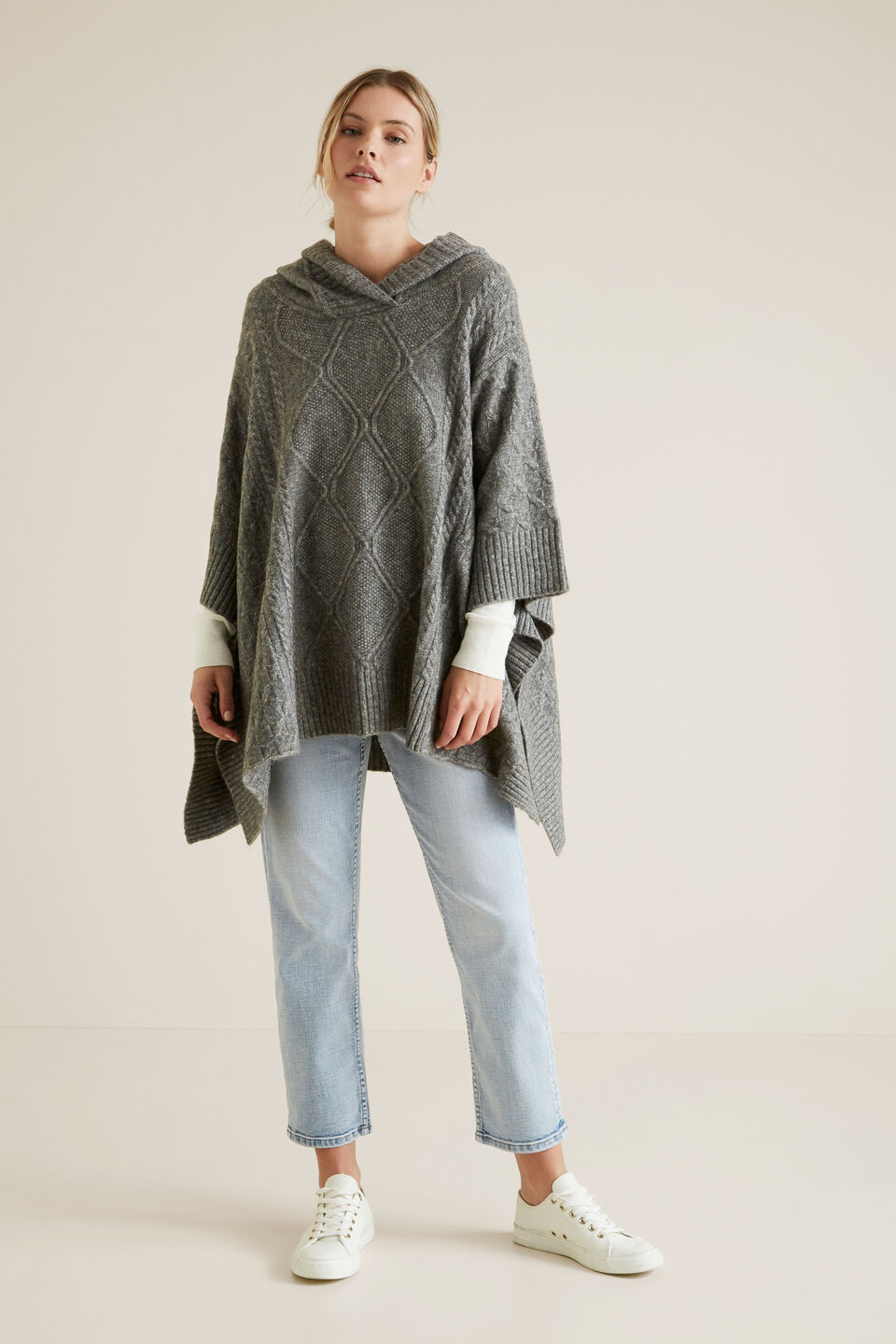 Cable Hood Poncho  