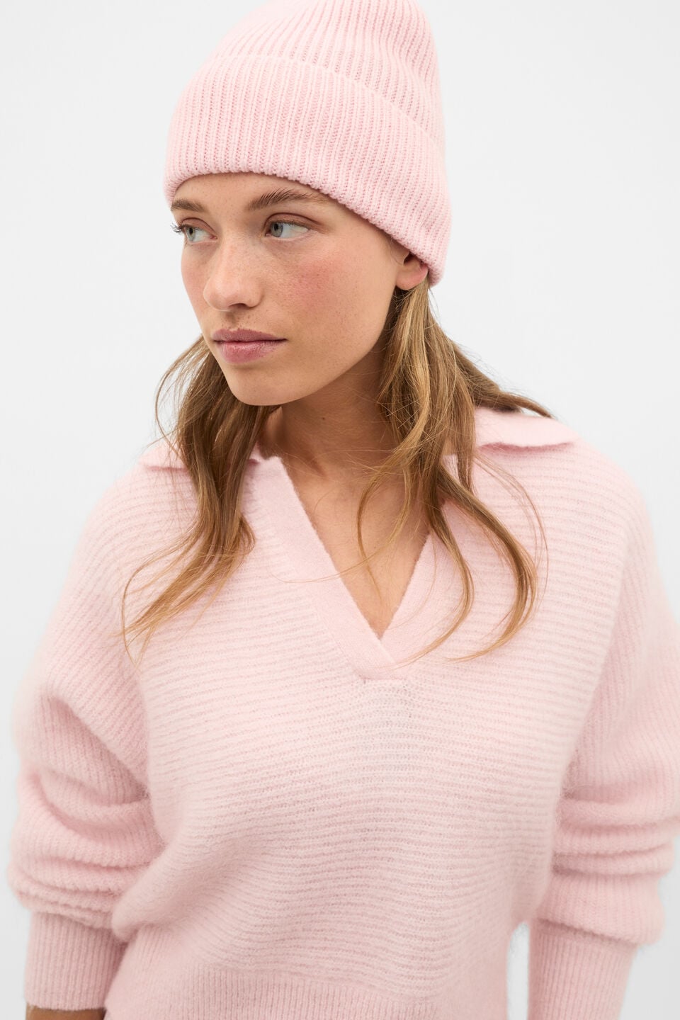 Rib Knit Beanie  Pale Blossom