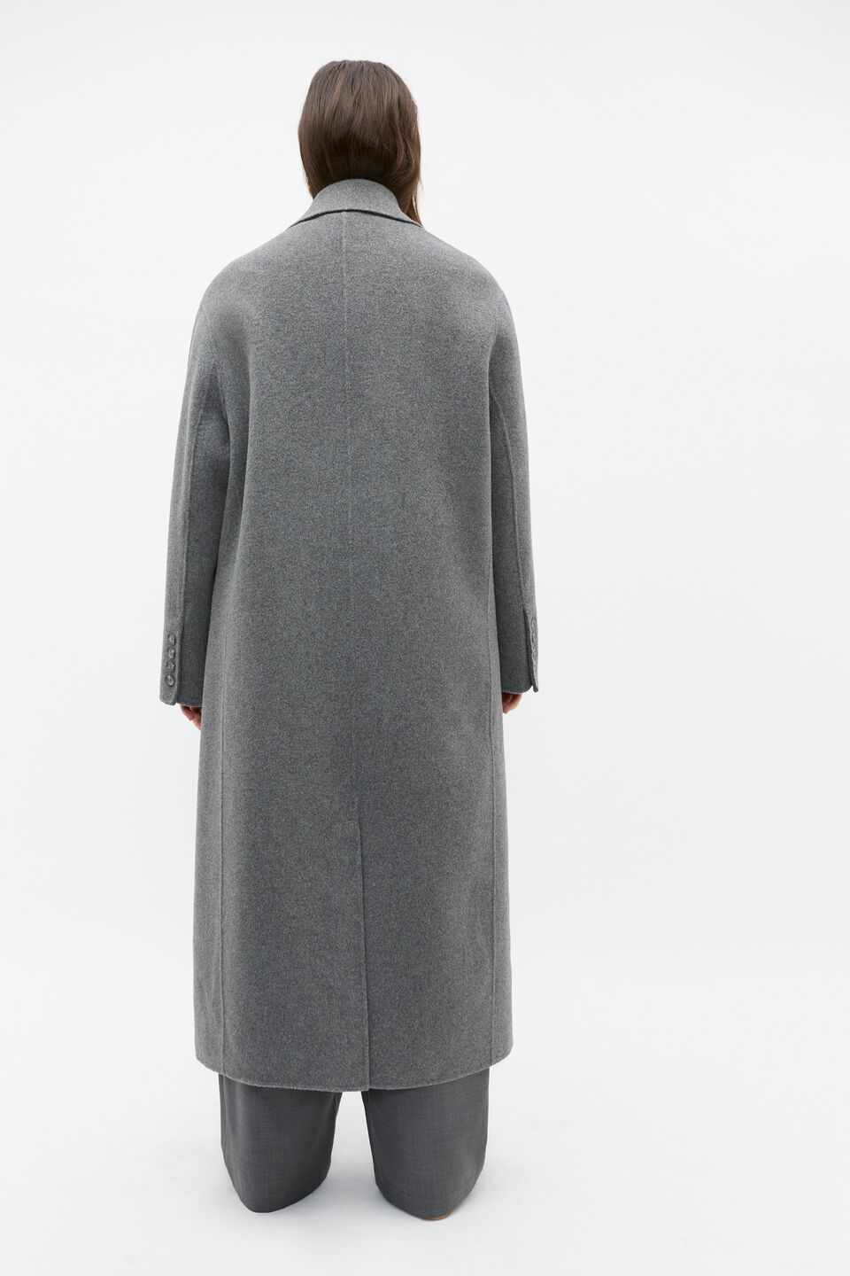 Wool Blend Boyfriend Coat  Charcoal Grey Marle