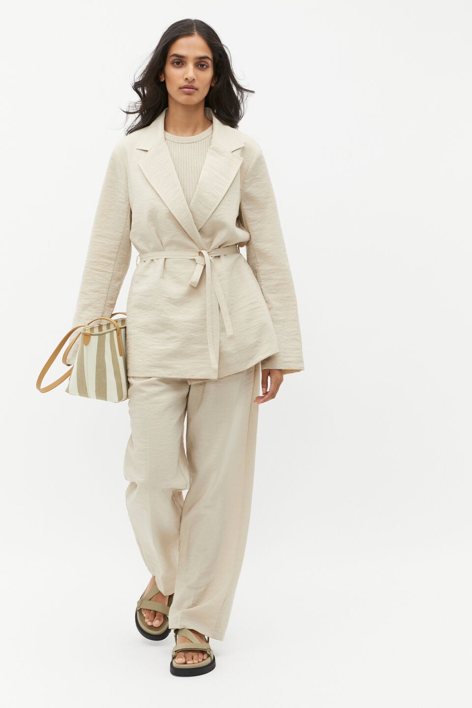 Tie Waist Blazer  Cool Sand