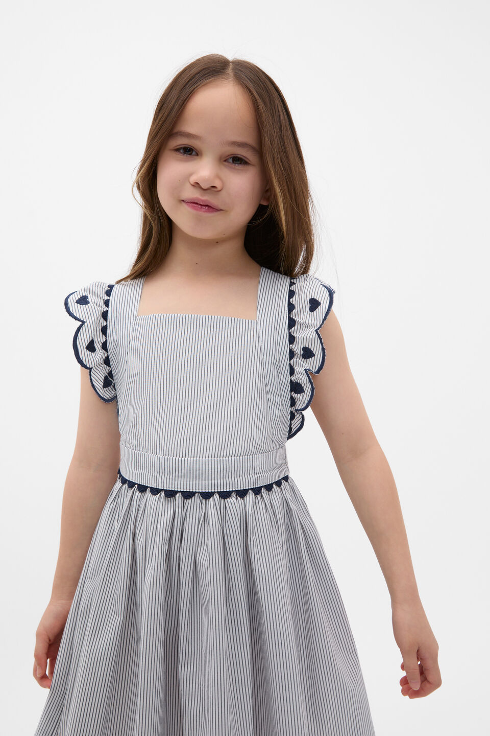 Scallop Stripe Dress  New Navy