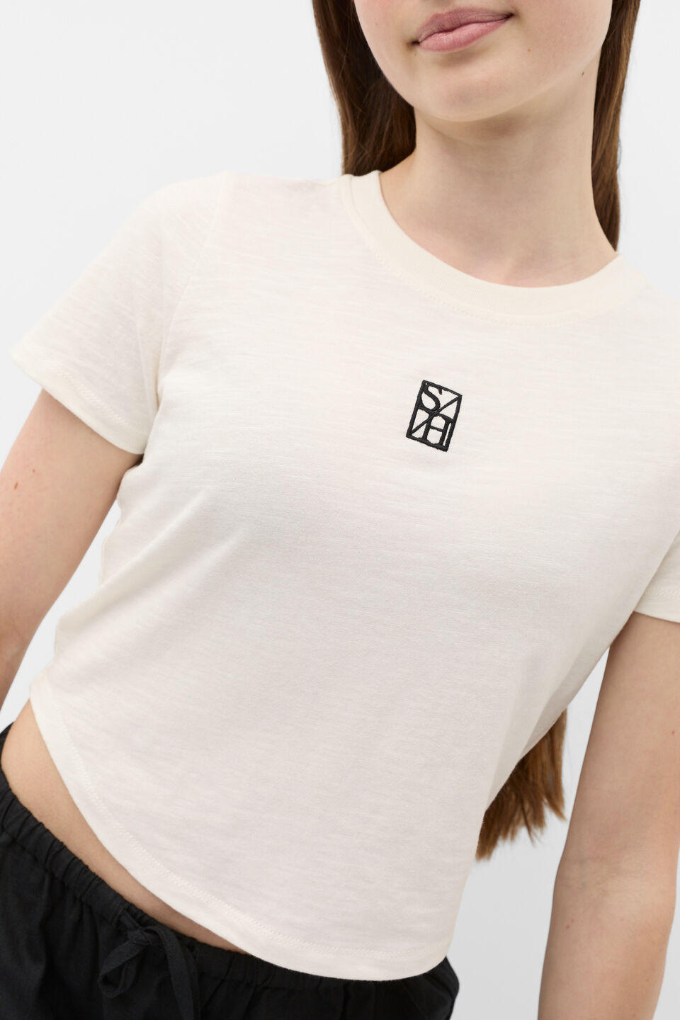 Crew Neck Logo Tee  Classic Cream