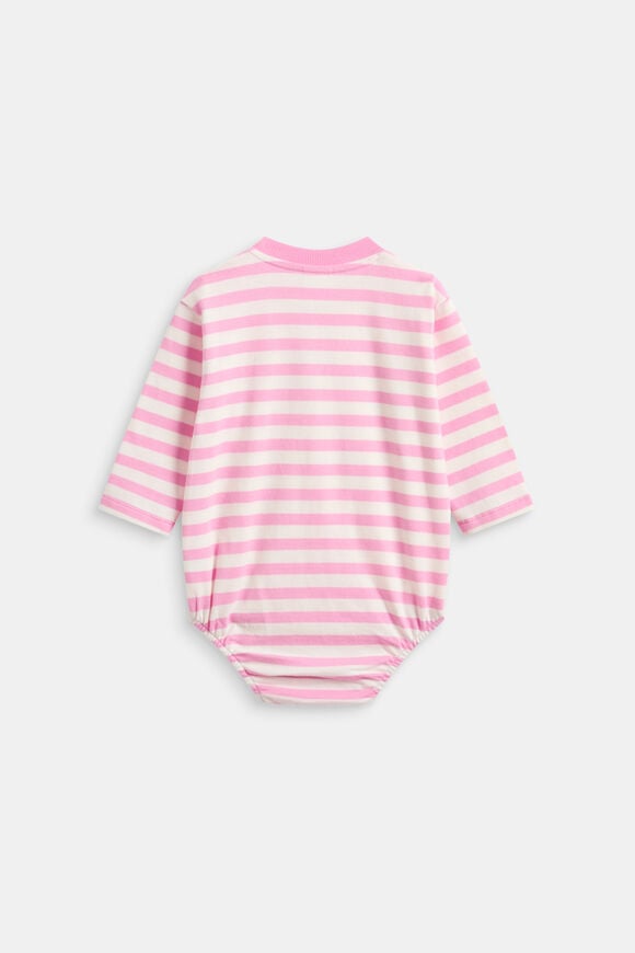 Core Stripe Rugby Bodysuit  Candy Pink  hi-res