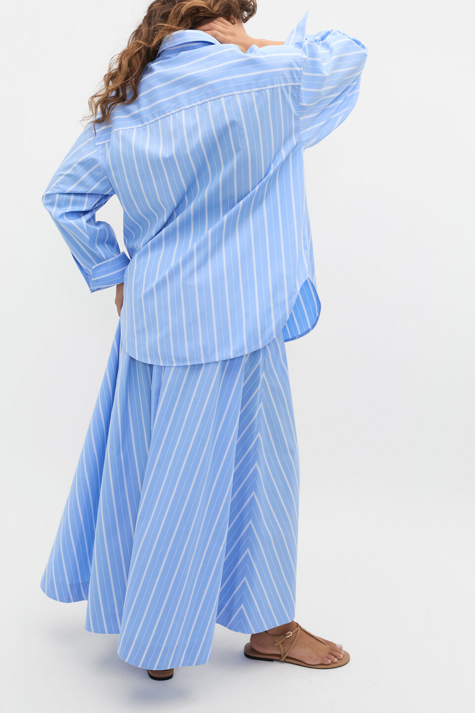 Poplin Variegated Stripe Shirt  Cornflower Blue Stripe