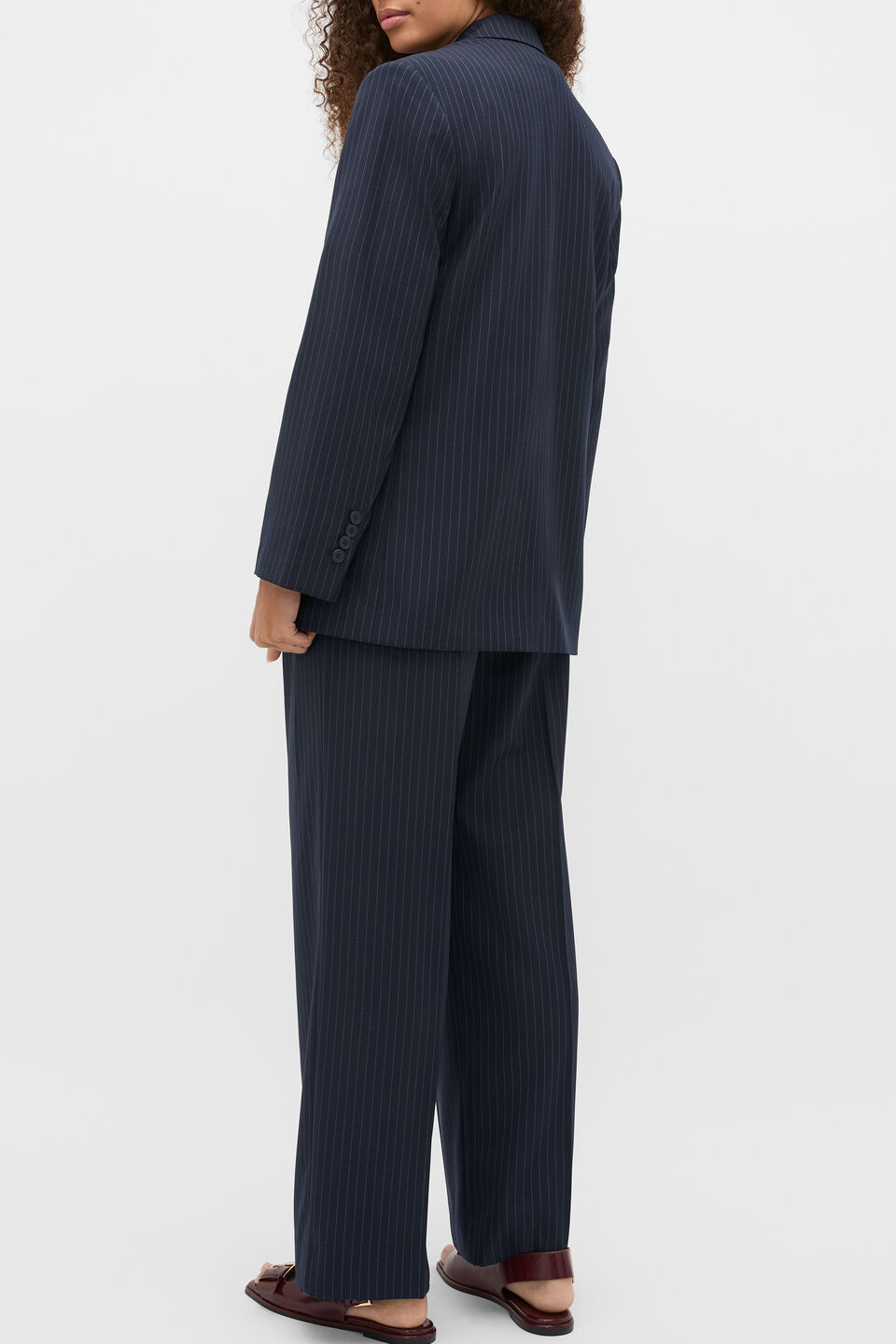 Wool Blend Pinstripe Blazer  Twilight Blue Stripe