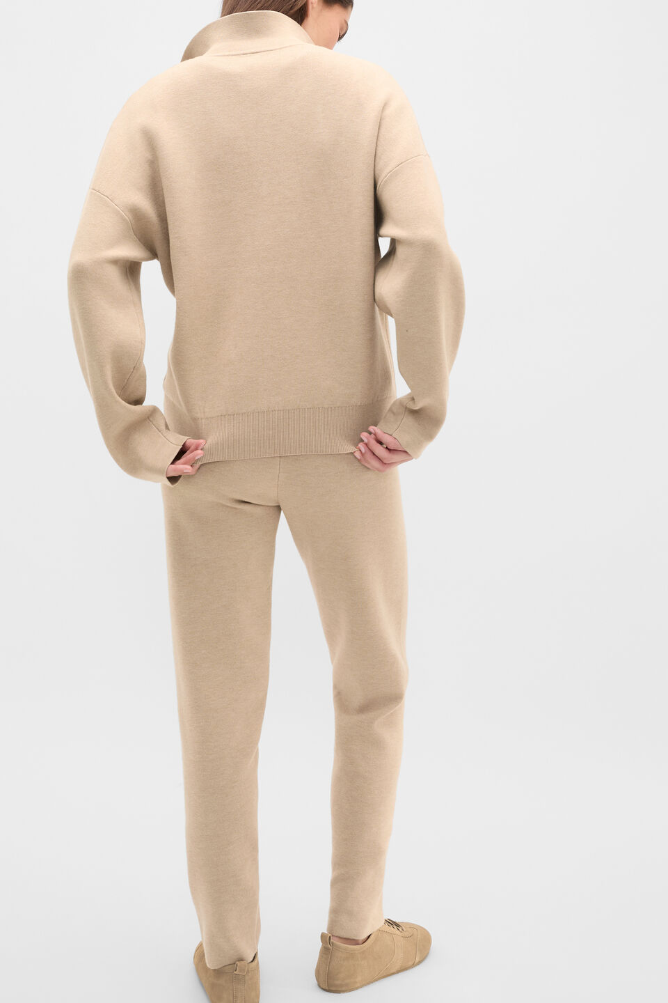 Double Knit Collared Sweater  Sandstone Marle