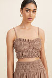 Self Stripe Ruched Top  Mocha Brown  hi-res