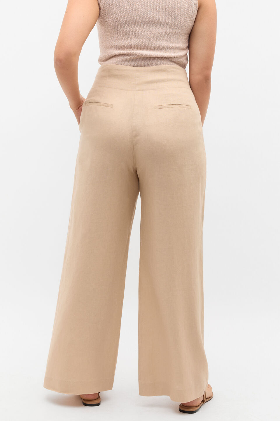 Core Linen Waisted Pant  Ecru