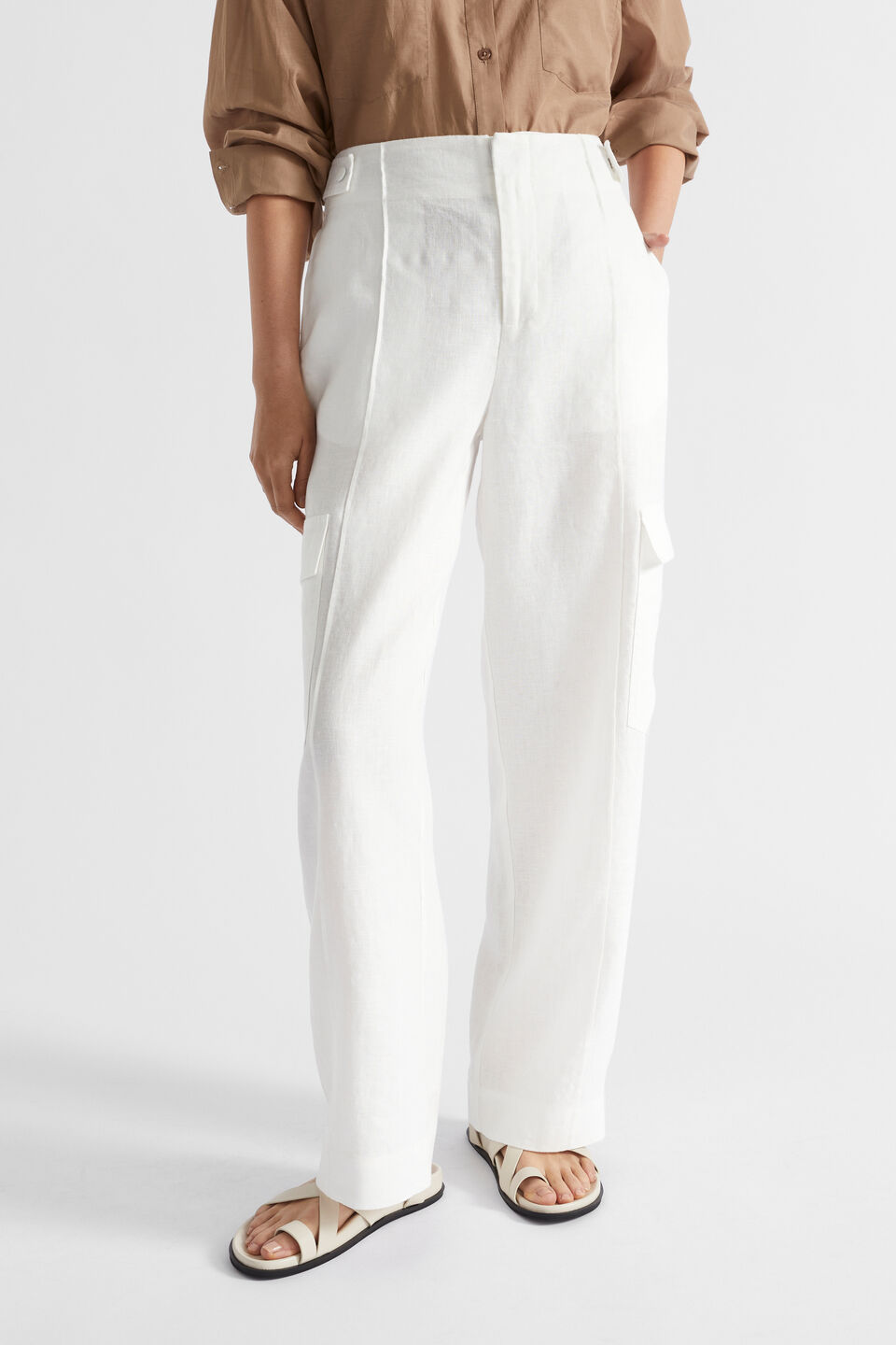 Linen Cargo Pant  Cloud Cream
