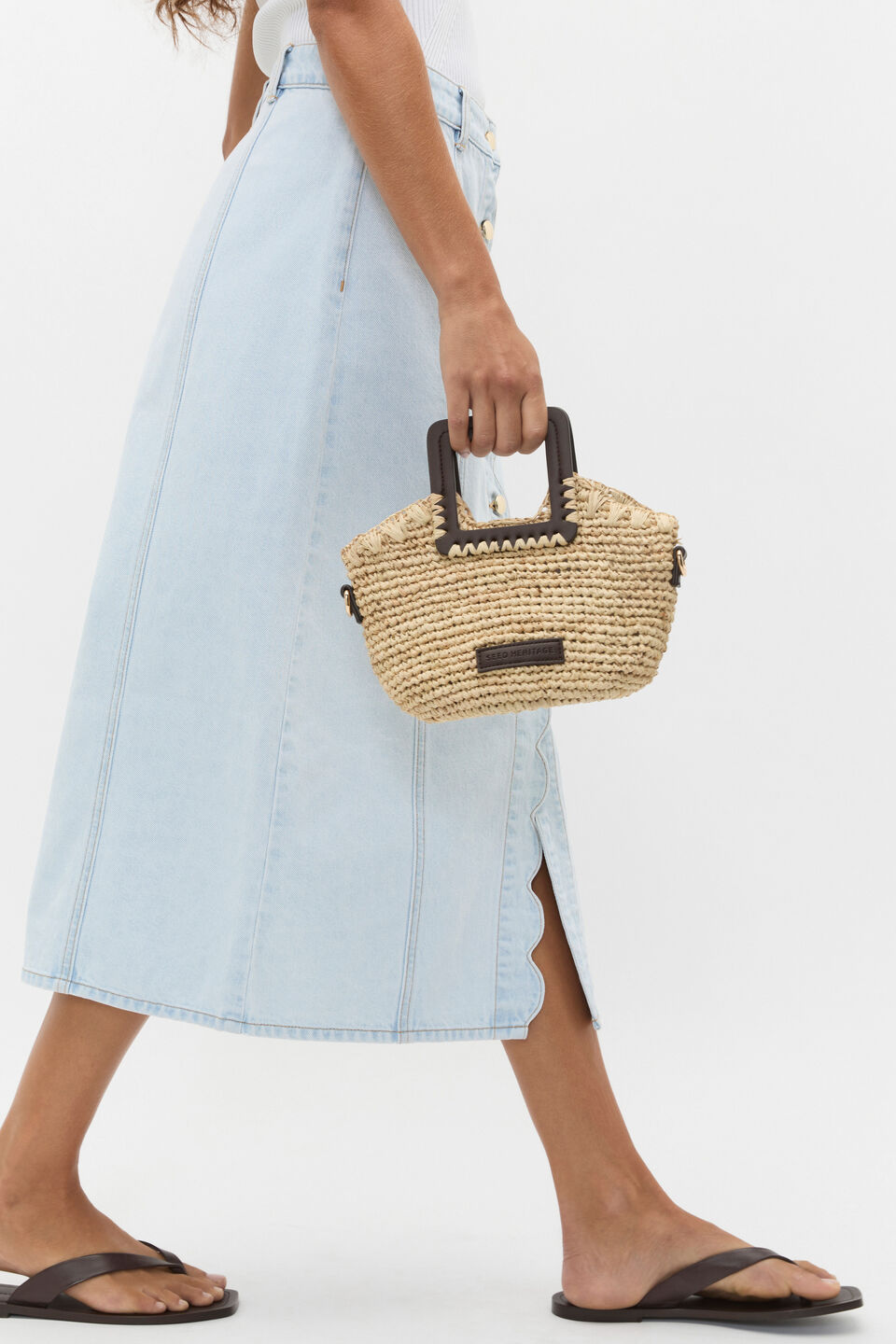 Mini Raffia Crossbody Bag  Chocolate