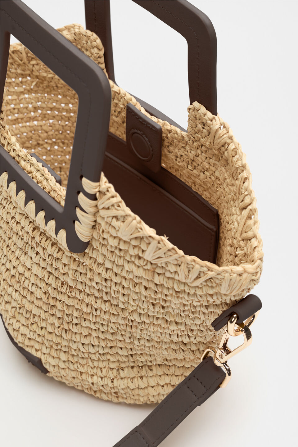 Mini Raffia Crossbody Bag  Chocolate