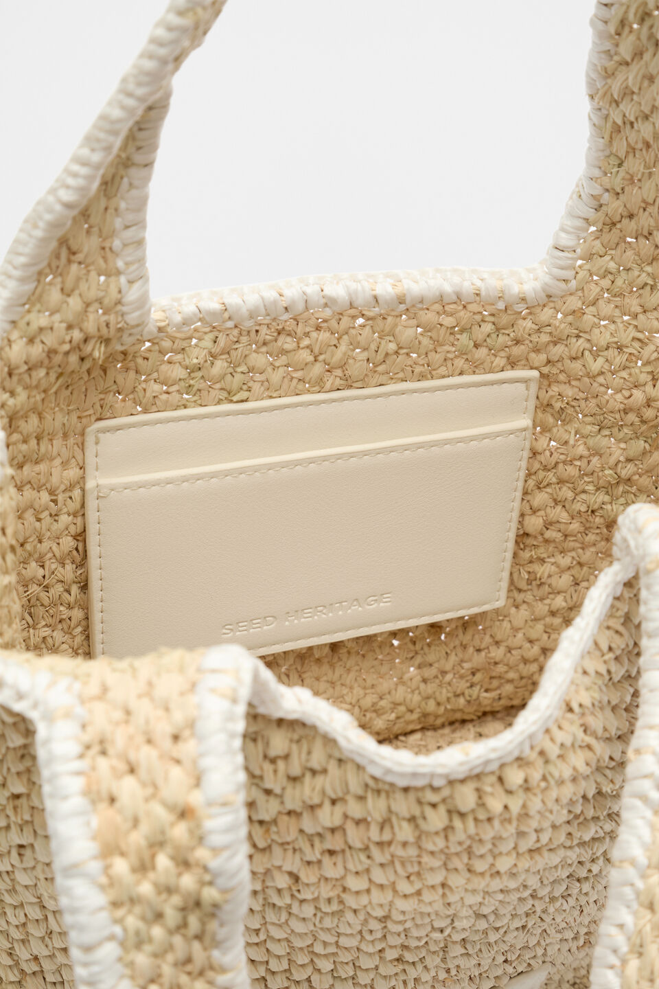 Square Raffia Tote  Cream