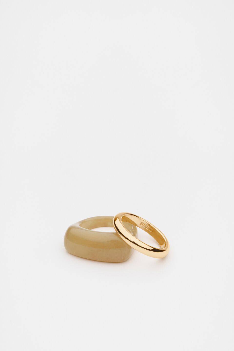Rounded Resin Ring Set  Iced Latte