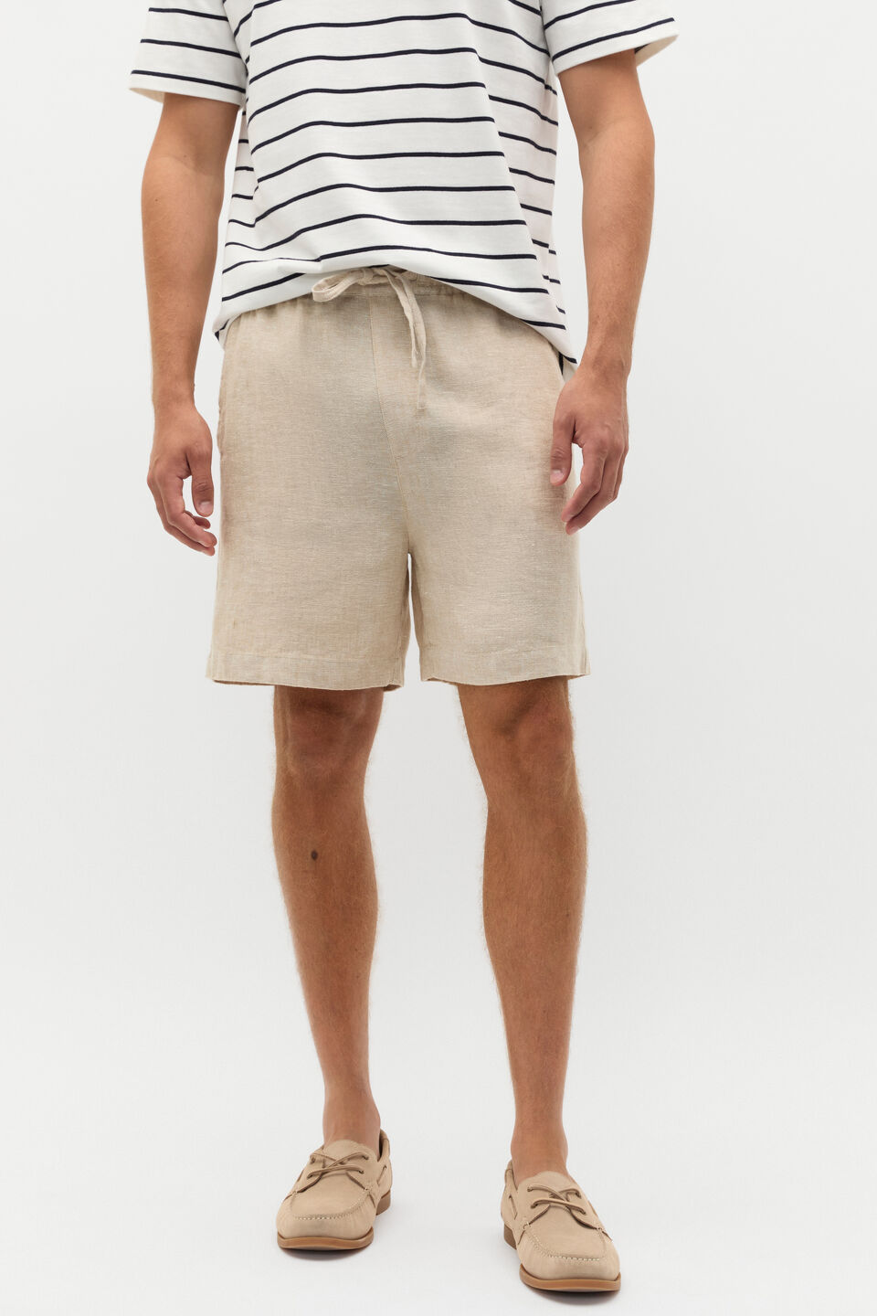 Linen Pullon Short  Almond