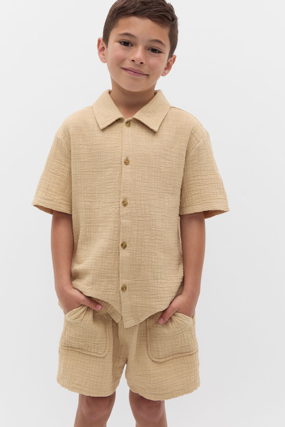 Resort Texture Shirt  Ecru