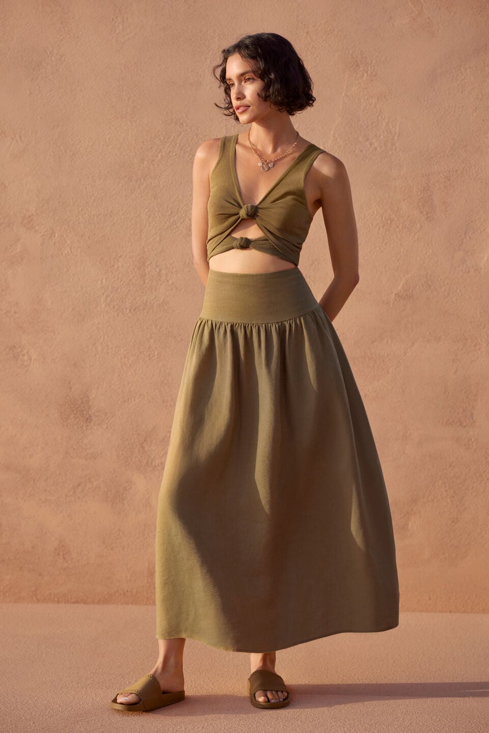 Cotton Knit Top  Deep Bronze