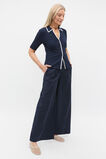 Rib Contrast Button Down Top  Twilight Blue  hi-res