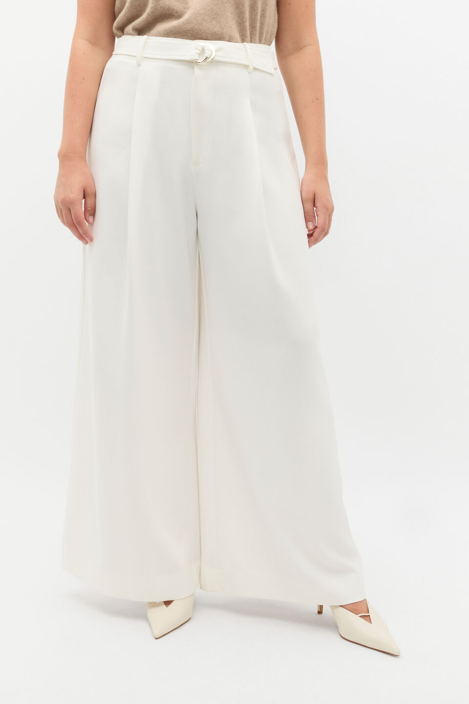 Belted Drapey Pant  Cloud Cream