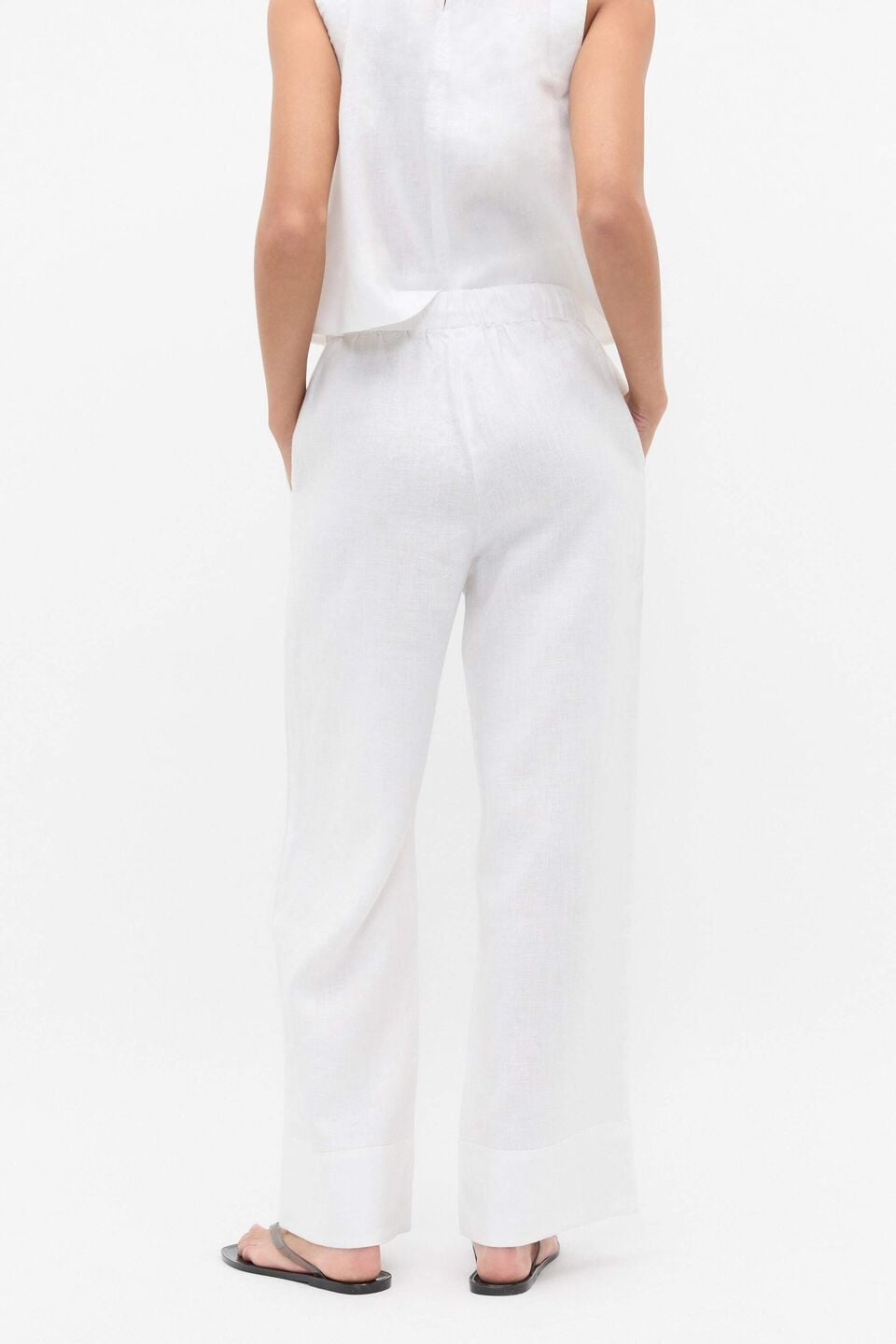 Core Linen Casual Tie Pant  Whisper White