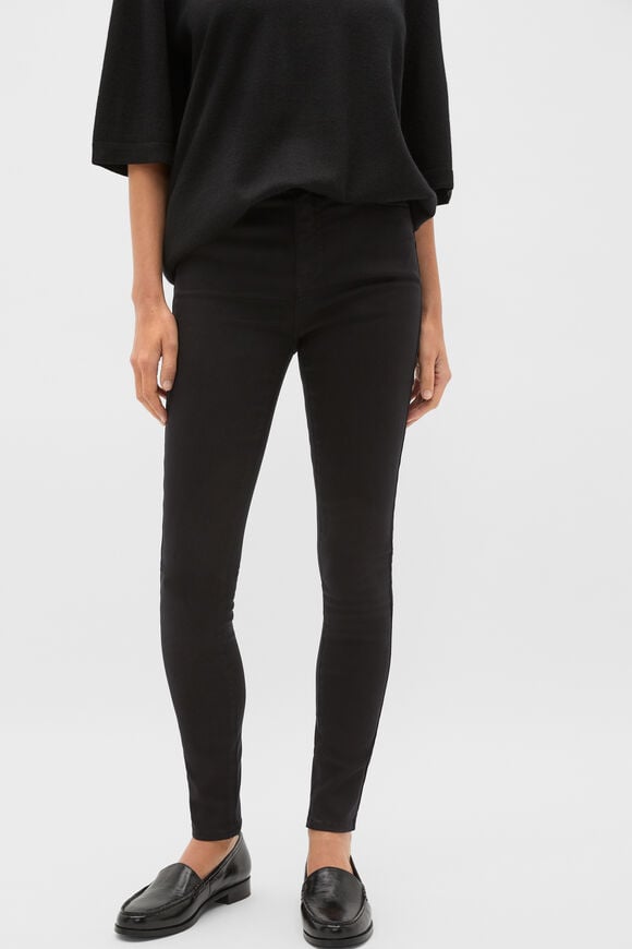 High Waisted Skinny Leg Jean  Black  hi-res