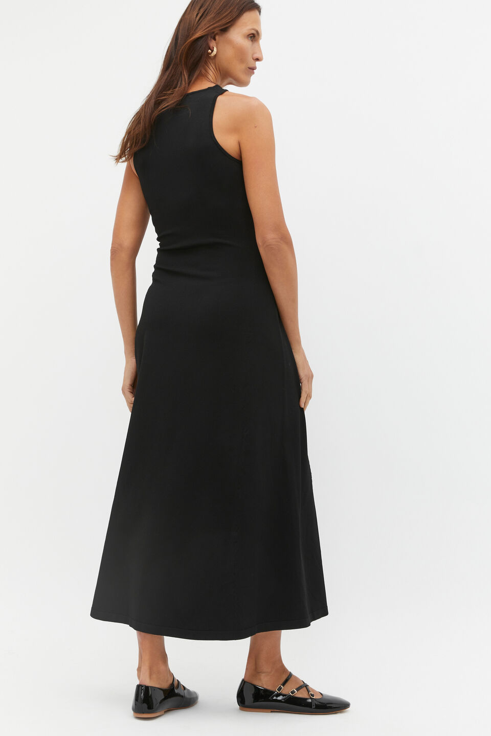 Compact Crepe Knit Halter Dress  Black