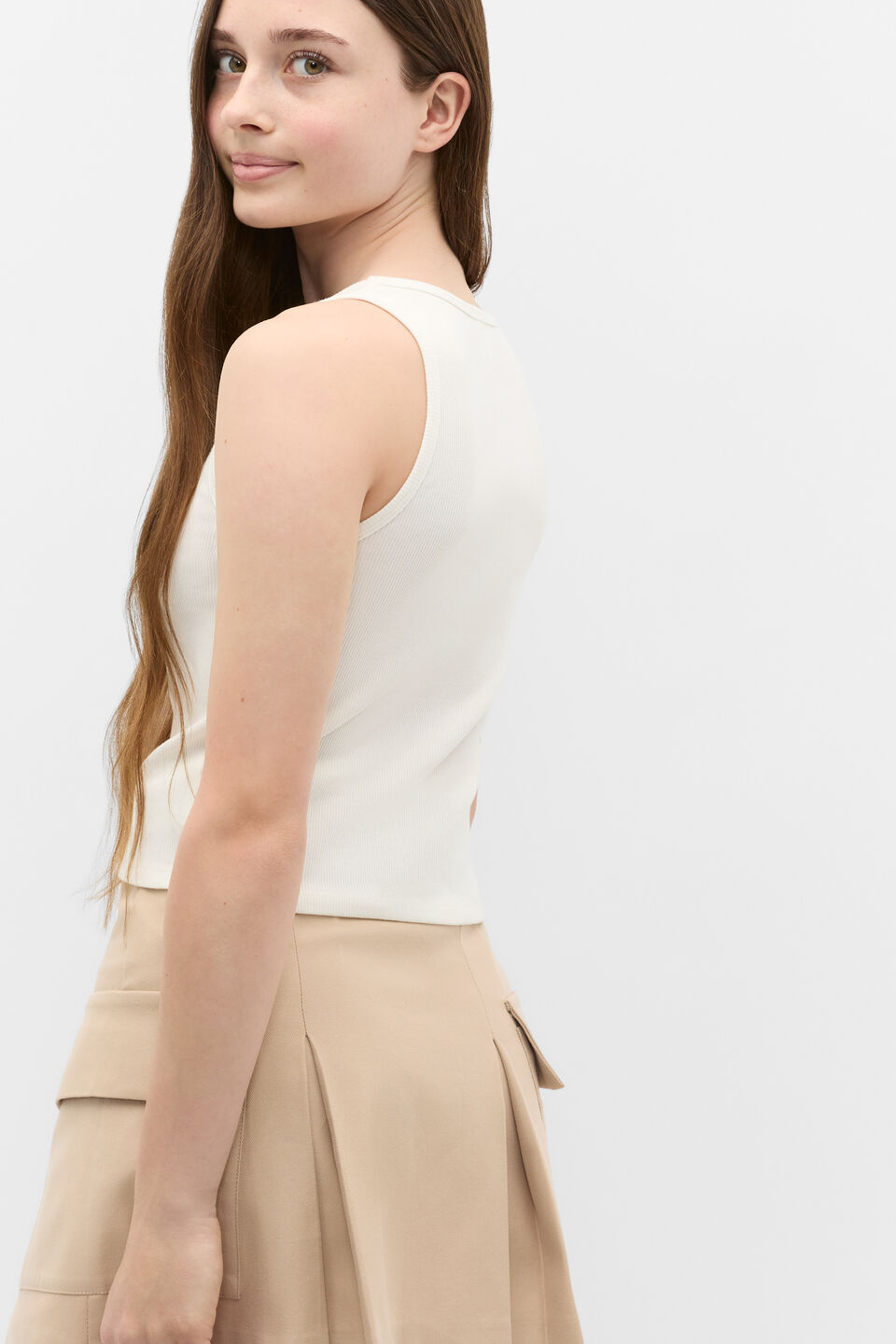 Square Neck Logo Tank  Classic Cream