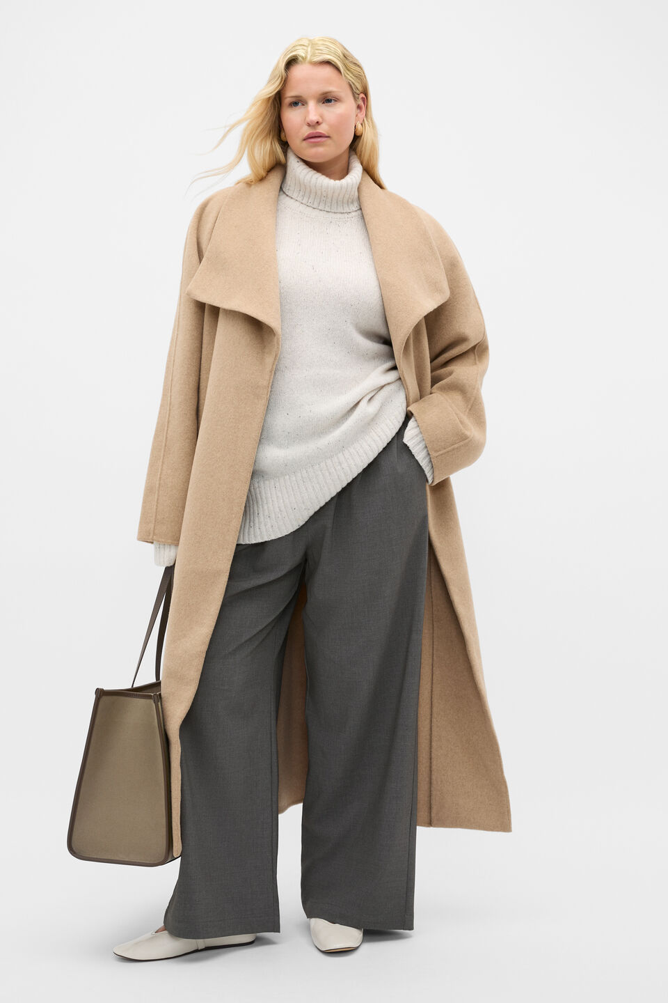 Australian Merino Oversized Roll Neck  Mist Speckle