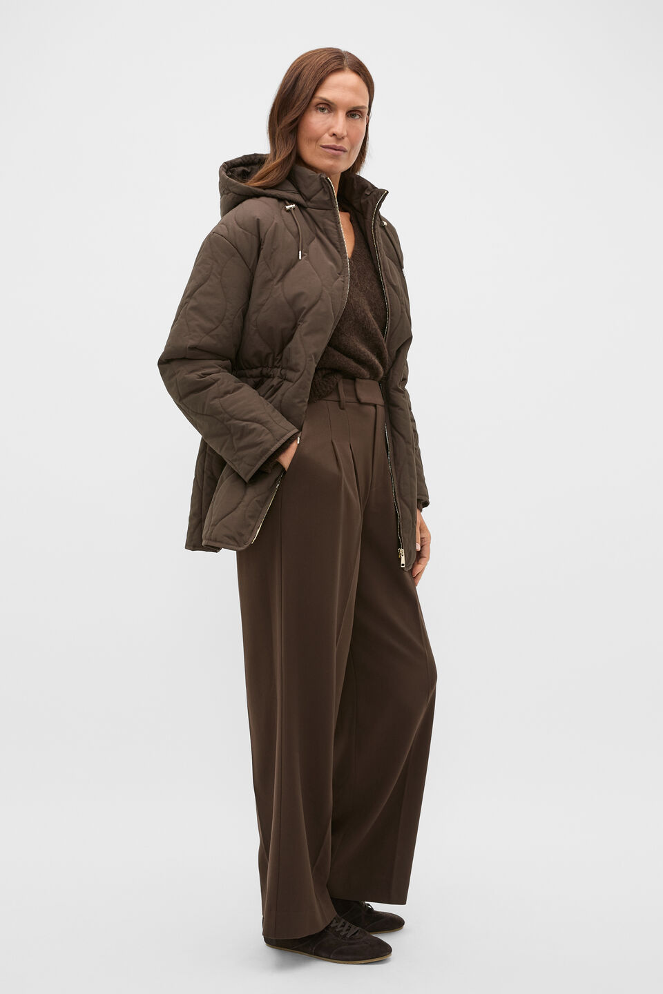Quilted Drawcord Jacket  Coffee Bean