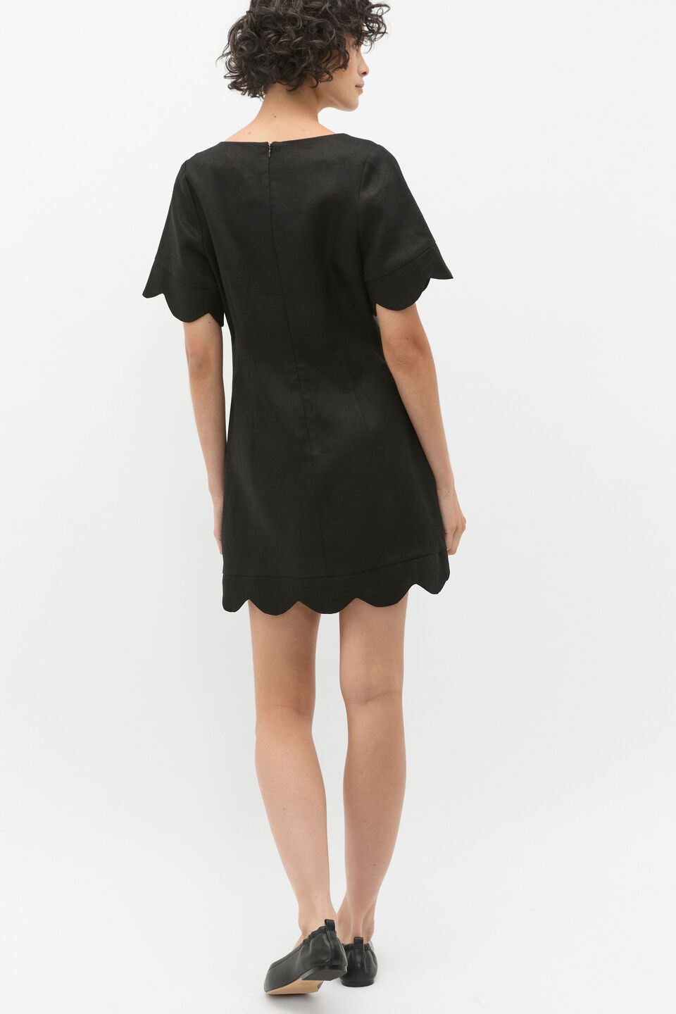 Scallop Hem Dress  Black