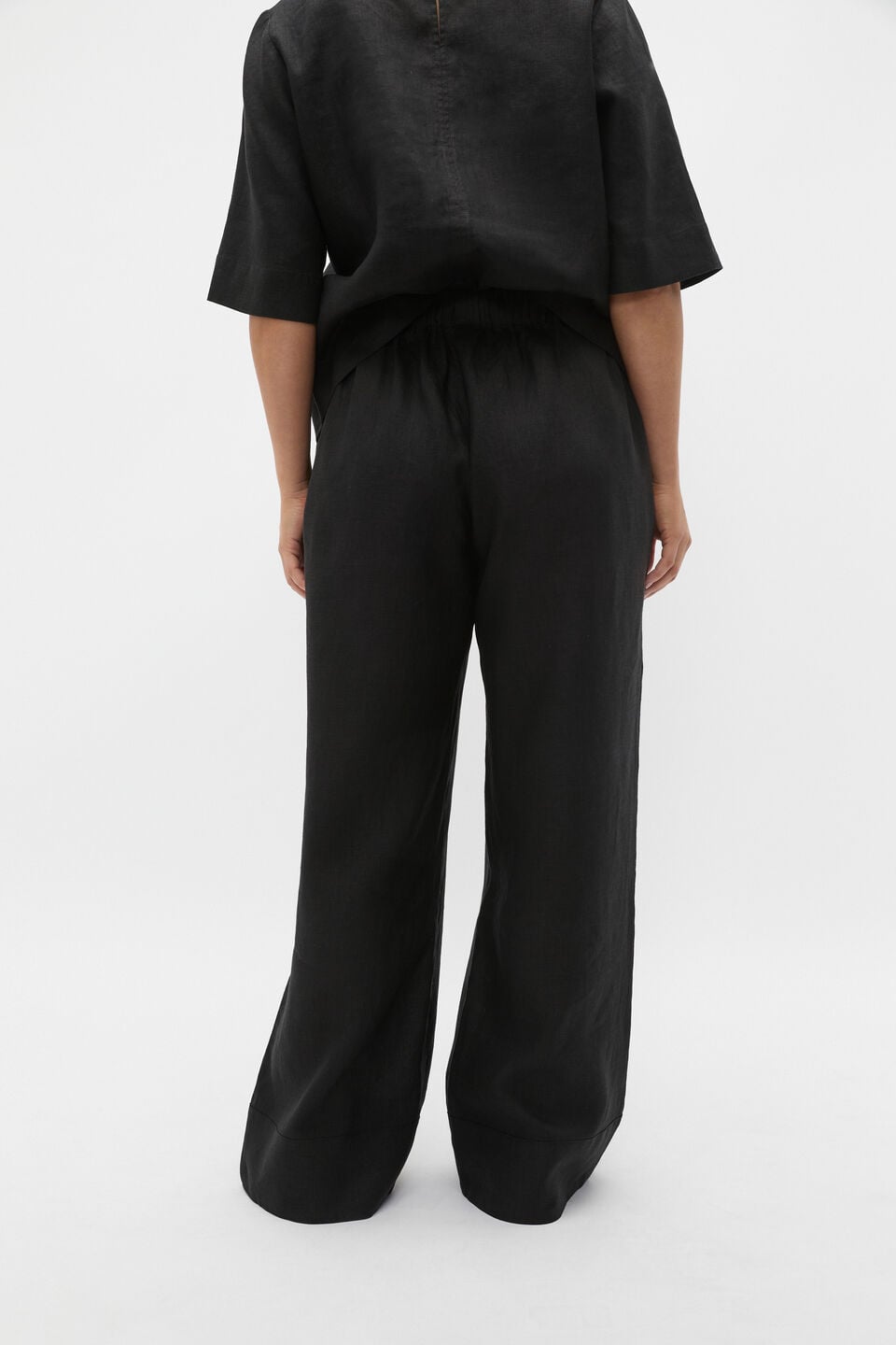 Core Linen Casual Tie Pant  Black