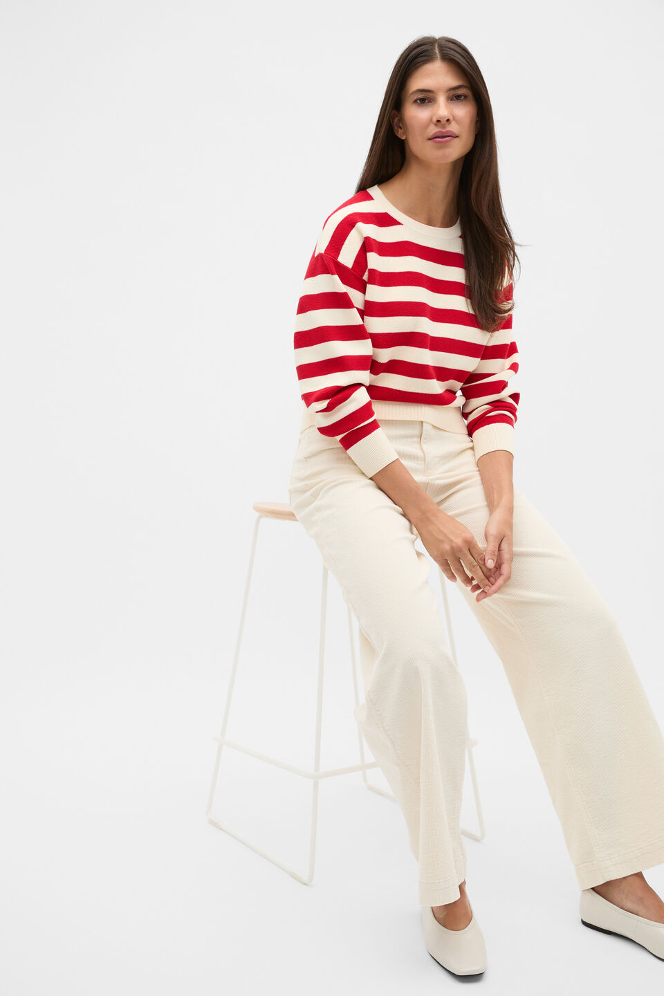 Textured Stripe Knit  Poppy Stripe