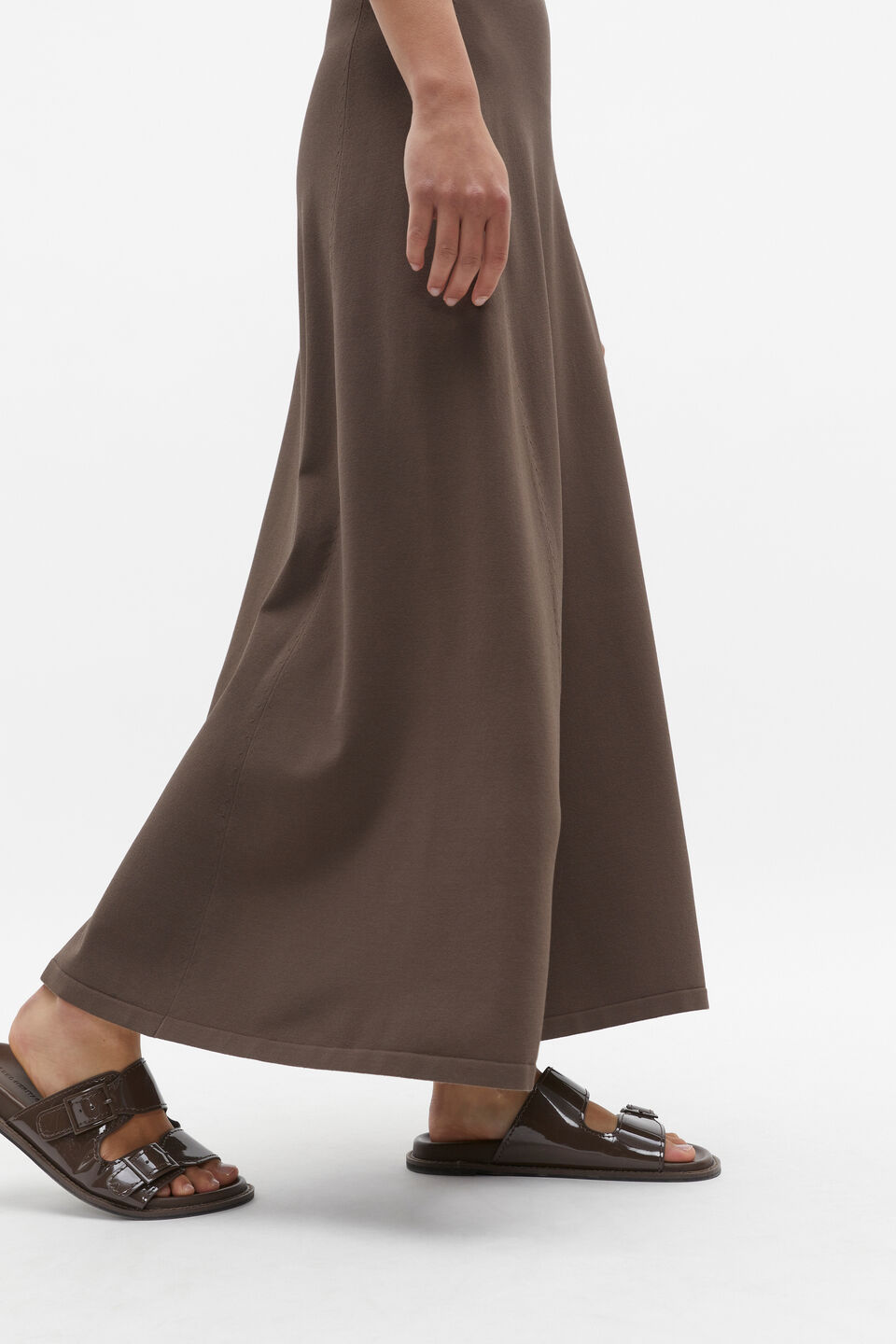 Compact Crepe Knit Flared Dress  Affogato