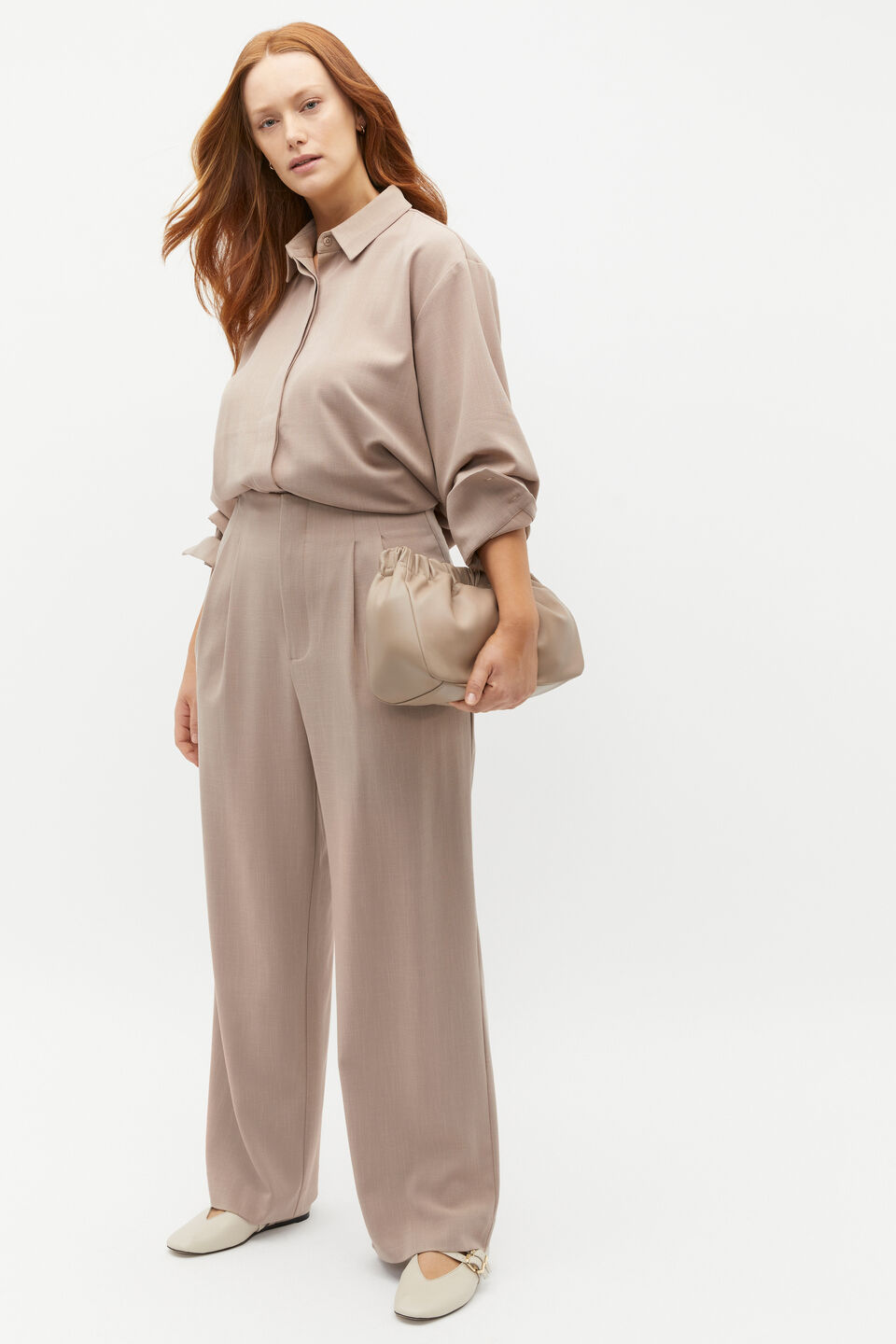 Tailored High Rise Pant  Cookie