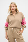 MD Contrast Zip Through Knit  Sandstone  hi-res