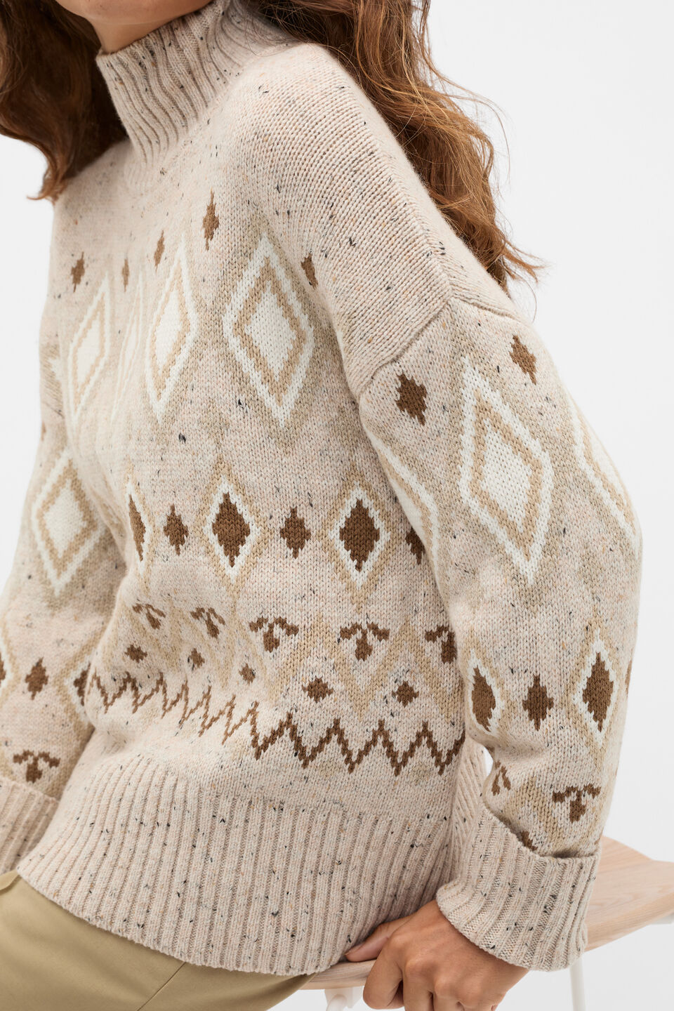 Fair Isle Slouch Knit  Wheat Speckle