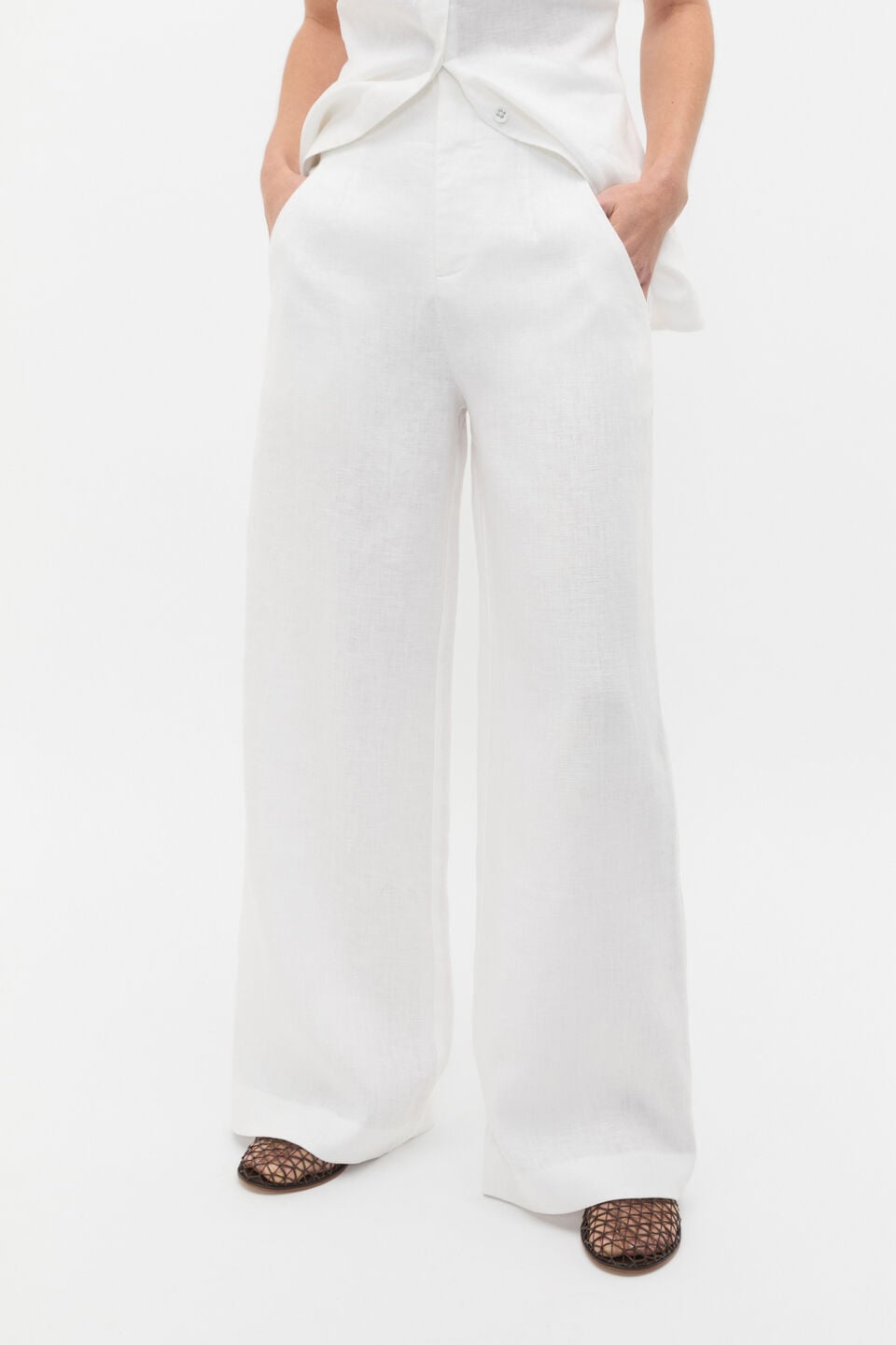 Core Linen Waisted Pant  Whisper White