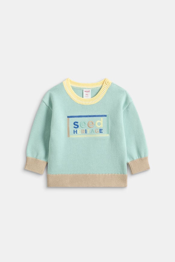 Logo Knit Sweater  Dark Mint  hi-res