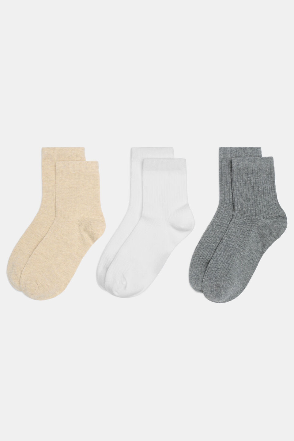 3 Pack Quarter Crew Socks  Sandstone Multi