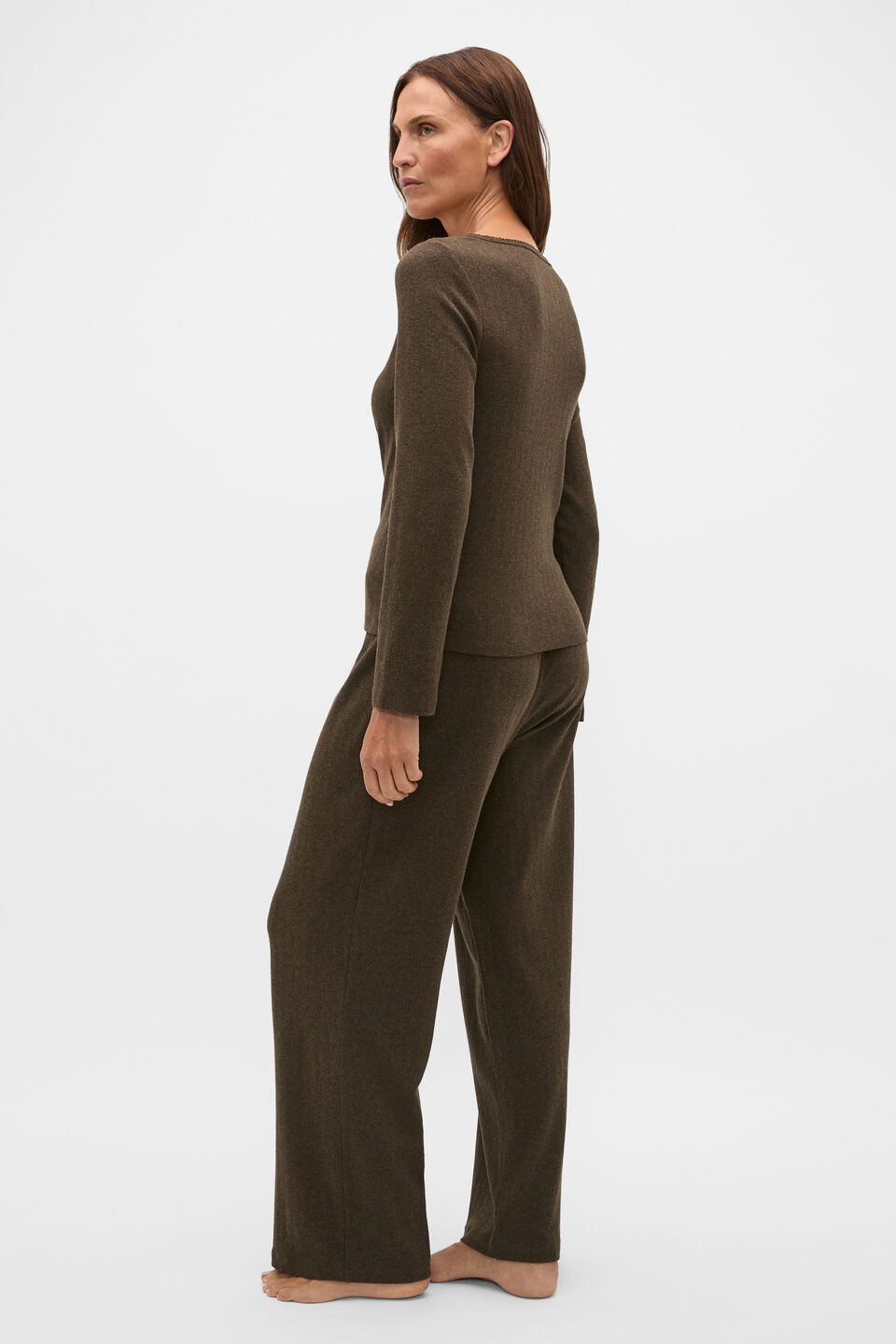 Pointelle Top and Pant PJ Set  Coffee Bean Marle
