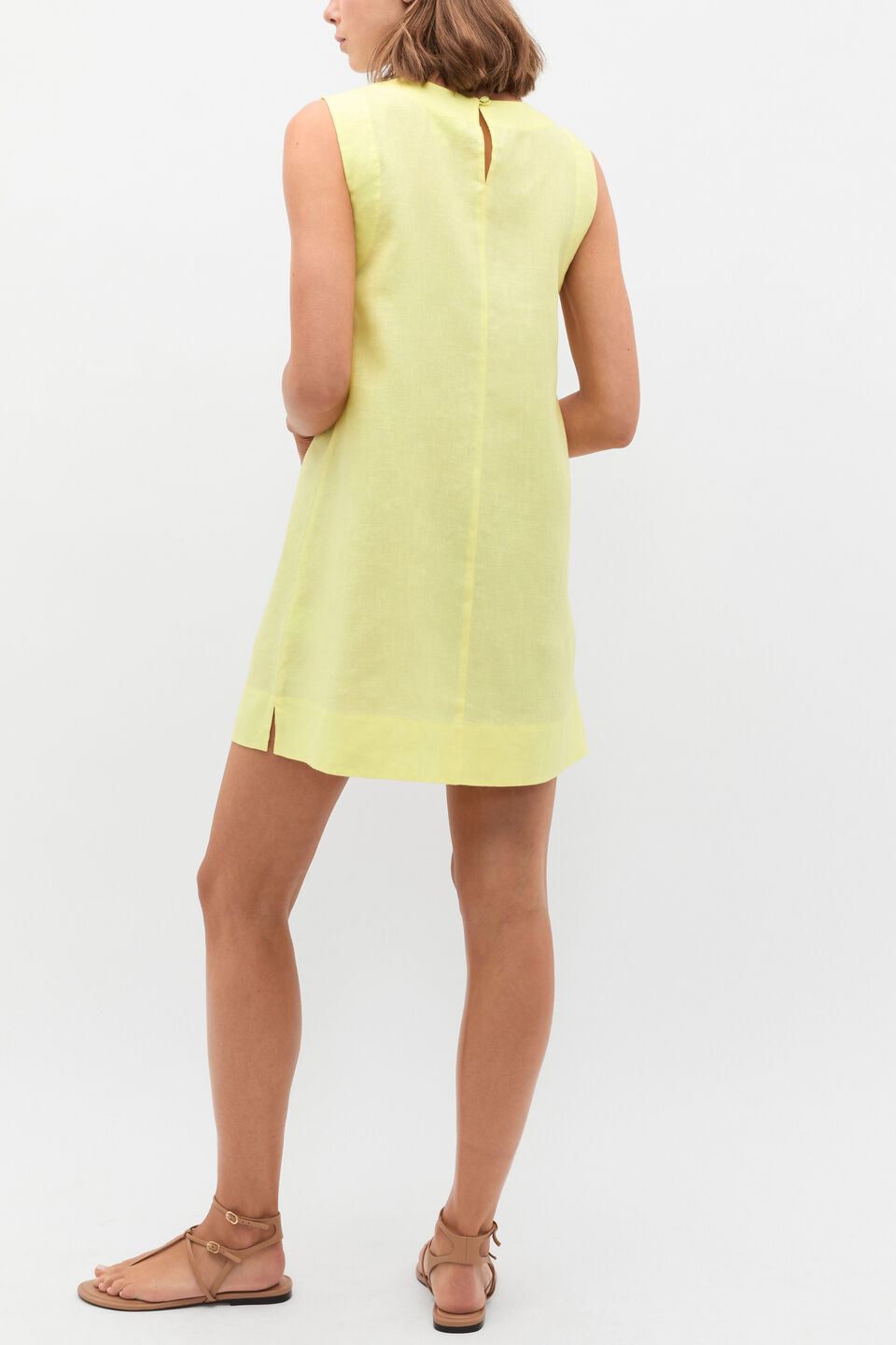 Linen A Line Mini Dress  Lemongrass