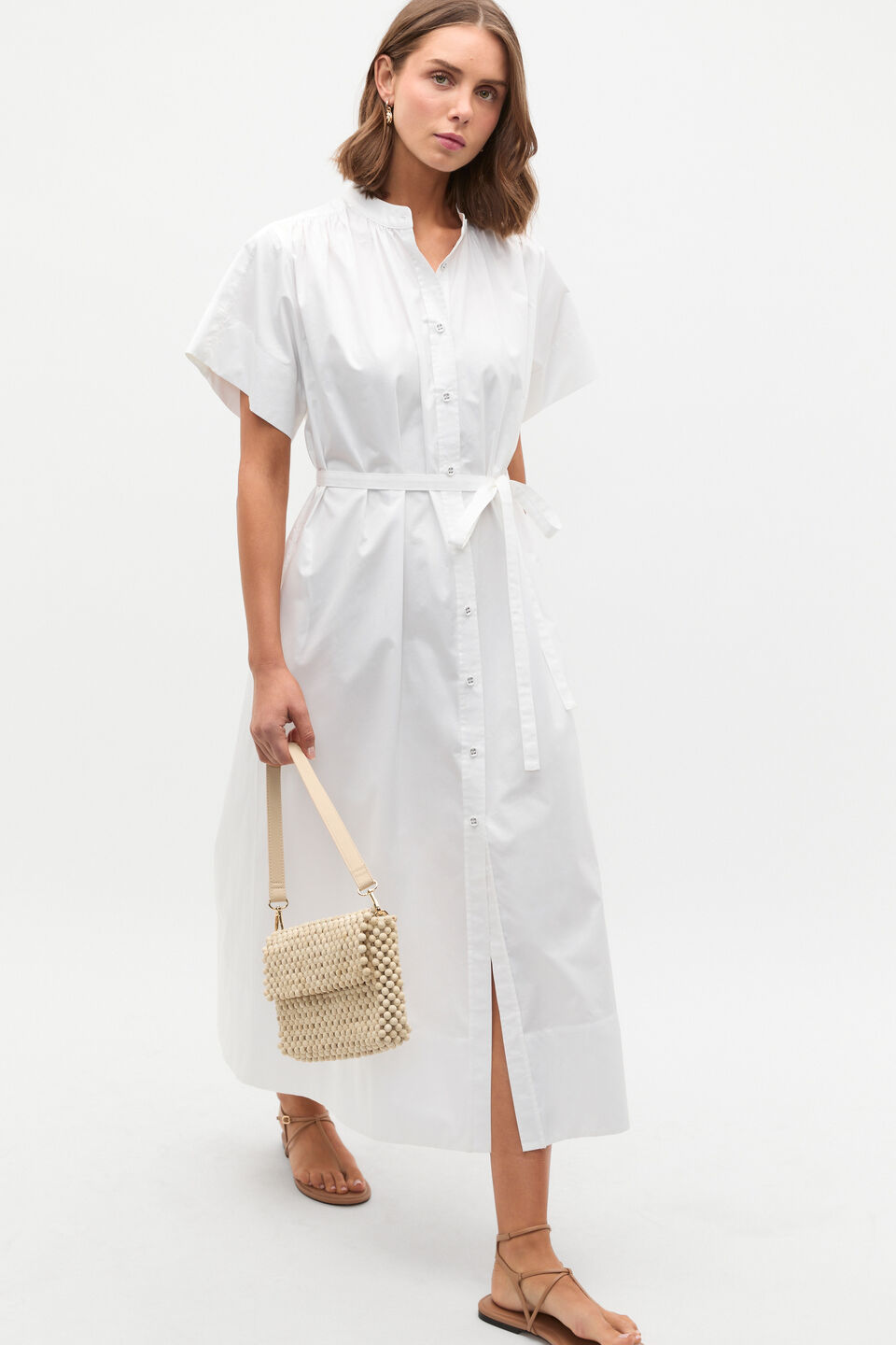 Poplin Voluminous Maxi Dress  Whisper White