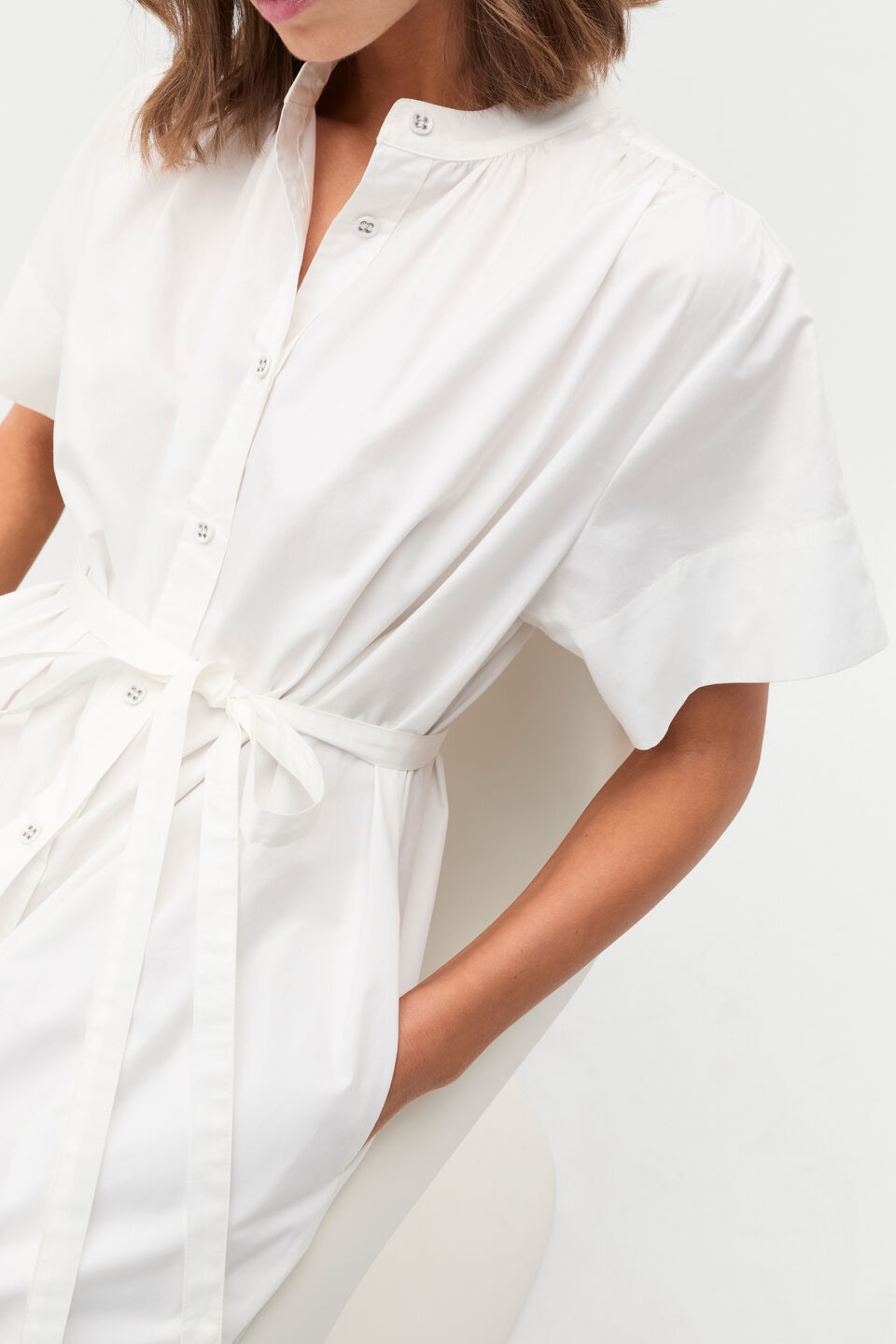 Poplin Voluminous Maxi Dress  Whisper White