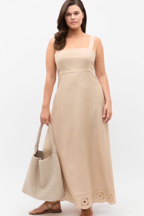 Retro Embroidered Midi Dress  Ecru  hi-res