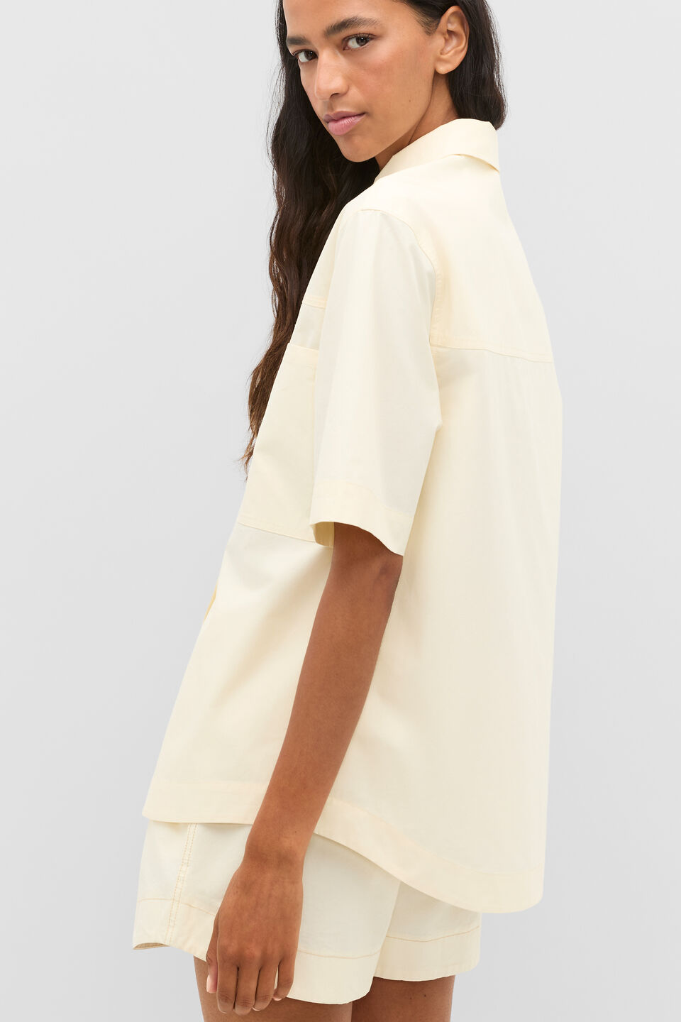 Cotton Poplin Utility Shirt  Coconut Cream