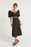 Sateen Tie Neck Top  Black  hi-res