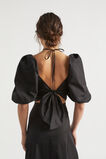 Sateen Tie Neck Top  Black  hi-res