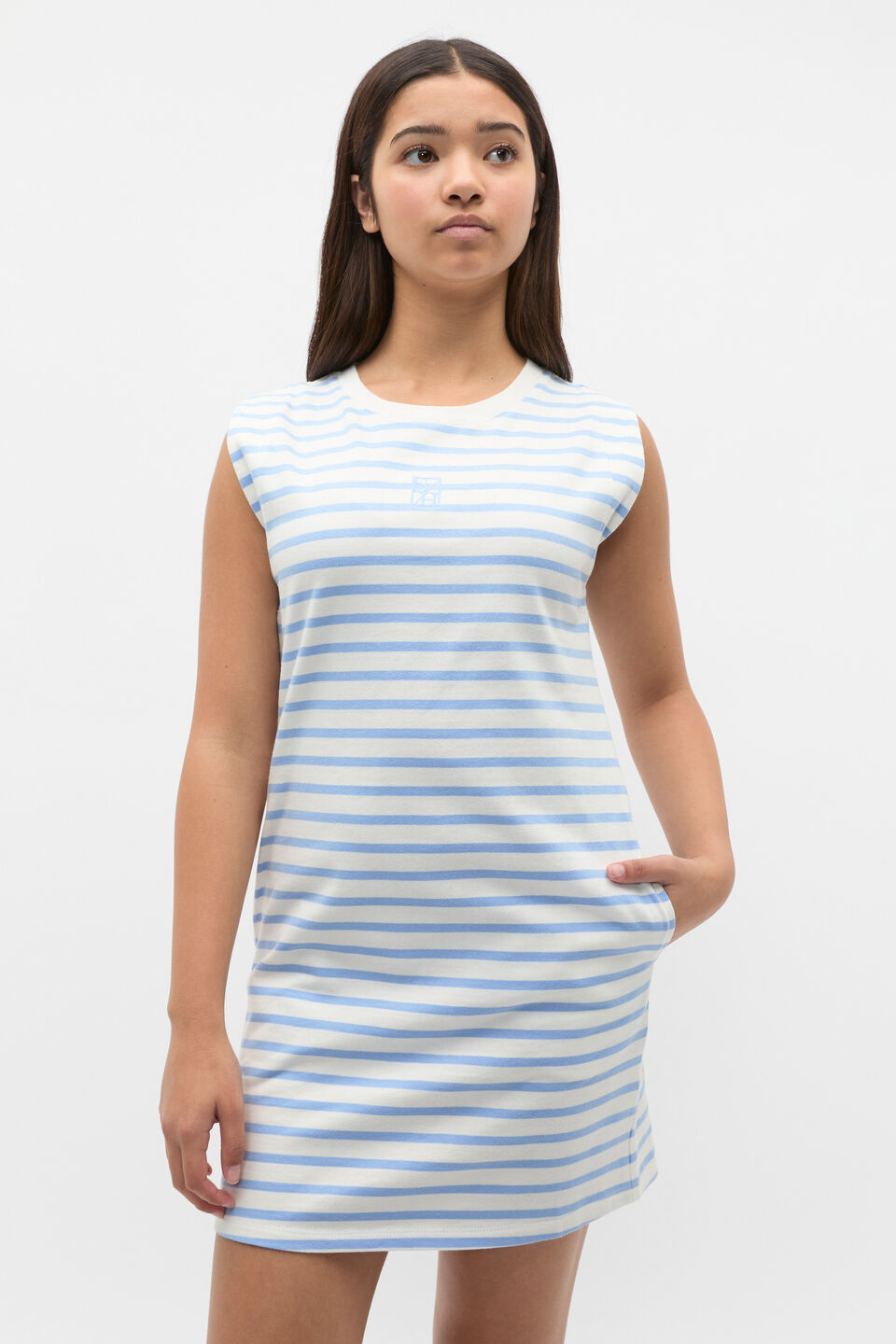 Stripe Logo Dress  Bright Sky