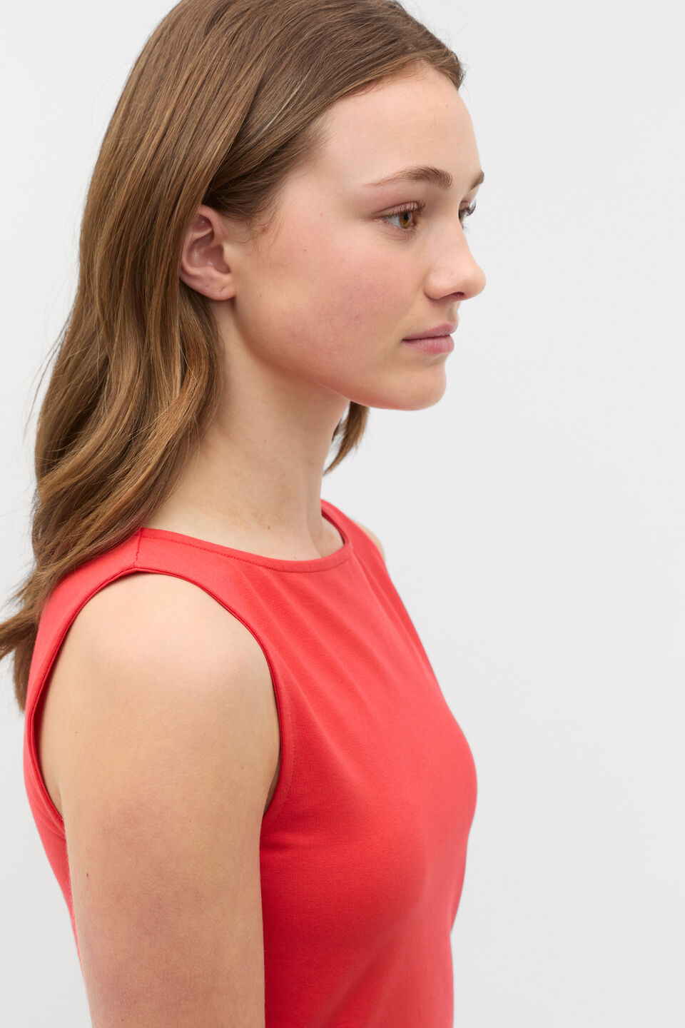 Boat Neck Tank Dress  Strawberry Red